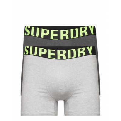 Boxer Dual Logo Double Pack Boxerkalsonger Grå *Villkorat Erbjudande Superdry