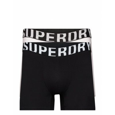 Boxer Dual Logo Double Pack Boxerkalsonger Svart *Villkorat Erbjudande Superdry