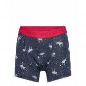 Boy Boxer Aop School Night & Underwear Underwear Underpants Blå Polarn O. Pyret