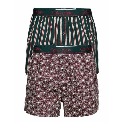 Boxer Slim 2pk Underwear Boxer Shorts Multi/mönstrad Calvin Klein