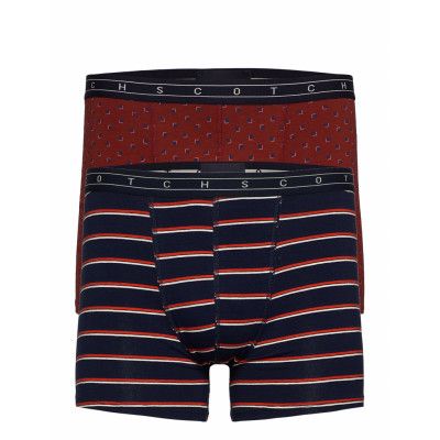 Classic Boxer Short In Stripe And All-Over Print Boxerkalsonger Röd Scotch & Soda