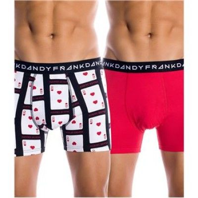 Frank Dandy Pair Of Hearts Boxer Black Red 2-pack * Fri Frakt *