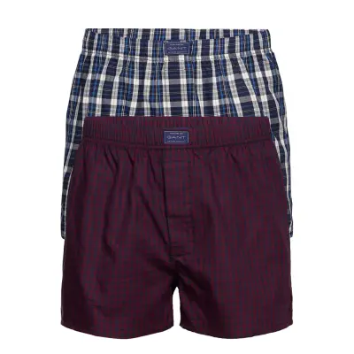 2-P Box Short Check/Gingham Tunnel Boxerkalsonger Röd GANT
