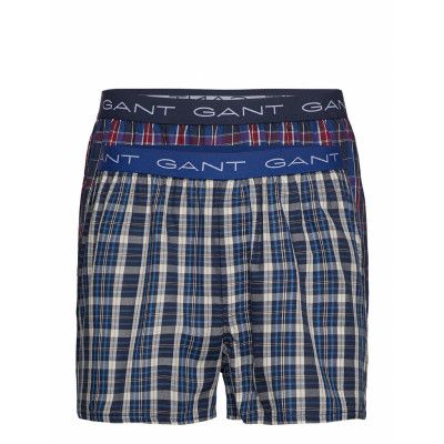 2-P Boxer Shorts Tartan/Blue Check Boxerkalsonger Multi/mönstrad GANT