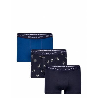 Anchor Print Trunk 3-Pack Gb Boxerkalsonger Marinblå GANT