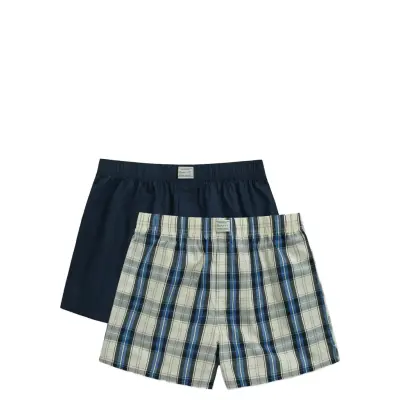 GANT Check And Solid Boxer Shorts 2-P Blå