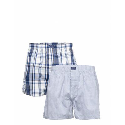 Oxford And Check Boxer Shorts 2-P Underwear Boxer Shorts Blå GANT
