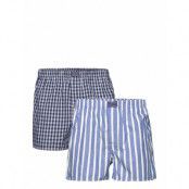 Stripe And Check Boxer Shorts 2-P Underwear Boxer Shorts Marinblå GANT