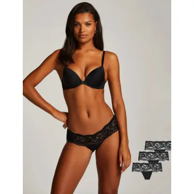 Hunkemöller Florence 3-Pack Boxer Thongs - Black - S