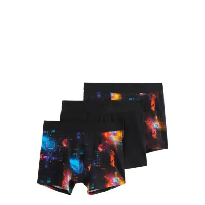 Lindex Boxer 3P Aop Ai Svart