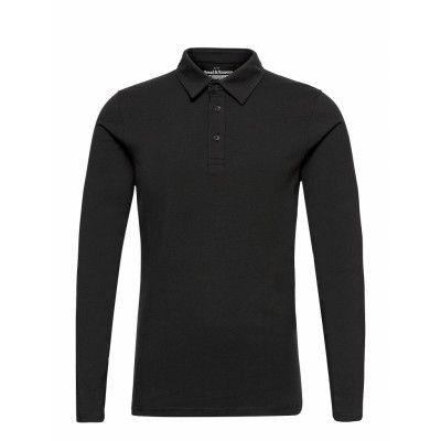 Long Sleeve Polo Shirt Polos Long-sleeved Svart Bread & Boxers