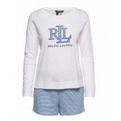 Lrl L/S Crew Boxer Pj Set Pyjamas Vit Lauren Ralph Lauren Homewear