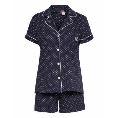 Lrl Notch Collar Boxer Pj Set Ssl Pyjamas Blå Lauren Ralph Lauren Homewear