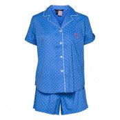 Lrl Notch Collar Pj Boxer Set S/Sl Pyjamas Blå Lauren Ralph Lauren Homewear
