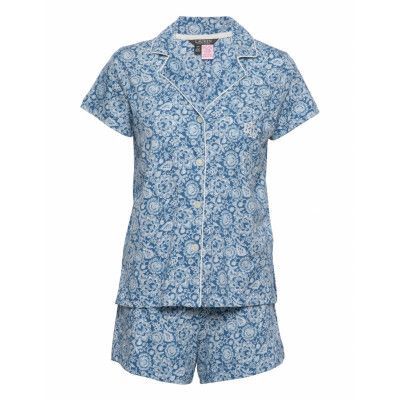 Lrl Sh. Sl Notch Collar Boxer Pj Set Pyjamas Blå Lauren Ralph Lauren Homewear
