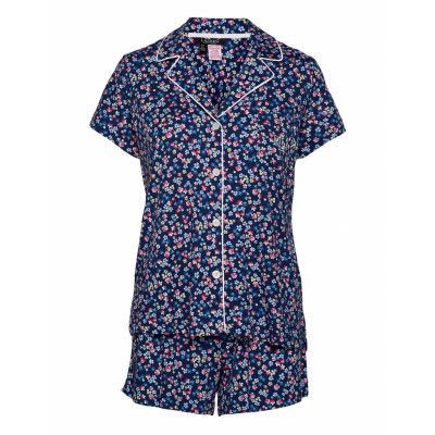 Lrl S/S Notch Collar Boxer Pj Set Pyjamas Blå Lauren Ralph Lauren Homewear