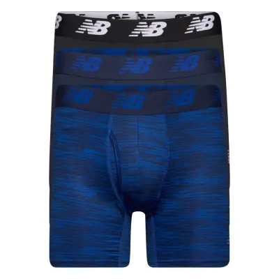 Mens Premium 6 Inch Boxer Brief With Fly 3 Pack Boxerkalsonger Blå New Balance