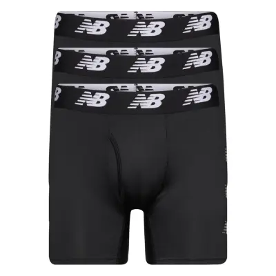 Mens Premium 6 Inch Boxer Brief With Fly 3 Pack Boxerkalsonger Svart New Balance