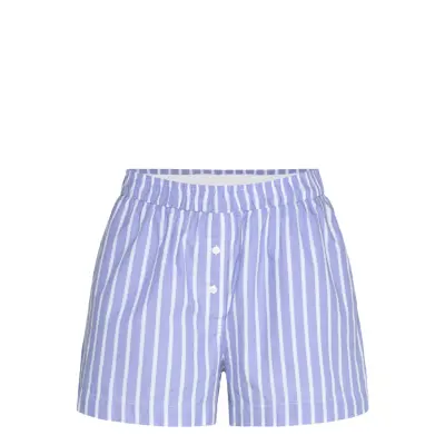 Monki Relaxed Cotton Boxer Shorts Blå