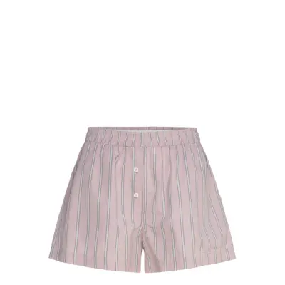Monki Relaxed Cotton Boxer Shorts - Pink - S