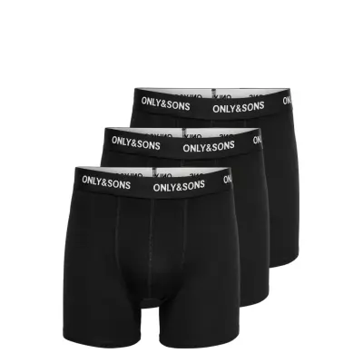 ONLY & SONS Onsfitz Solid Black Boxer 3Pack Noos - Black - XXL