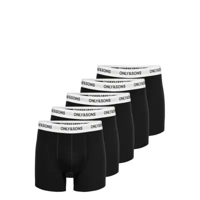 ONLY & SONS Onsfitz Solid Black Boxer 5-Pack - Black - L
