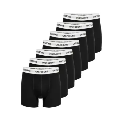 ONLY & SONS Onsfitz Solid Black Boxer 7-Pack - Black - M