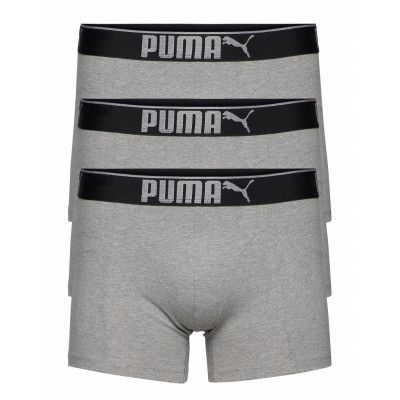 Puma Premium Sueded Cotton Boxer 3P Boxerkalsonger Grå PUMA
