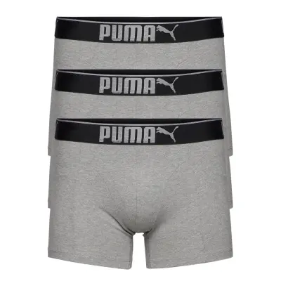 Puma Premium Sueded Cotton Boxer 3P Boxerkalsonger Grå PUMA