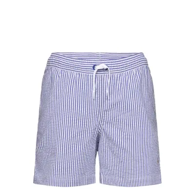 Ralph Lauren Kids Traveler Stretch Seersucker Swim Trunk - Blue - 109-116