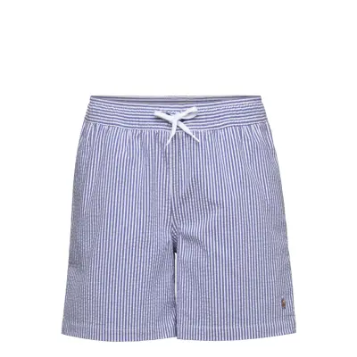Ralph Lauren Kids Stretch Seersucker-Travlr Short-Sw- - Blue - 138-149