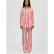 STINE GOYA Striped Embroidered Cotton, Gathered Boxer Pants - Red - S