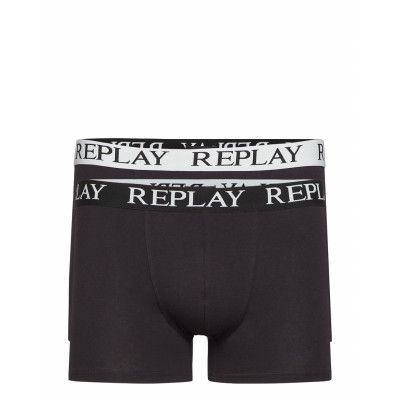 Style 01/C Basic Cuff Logo 2Pcs Box Boxerkalsonger Svart Replay Underwear
