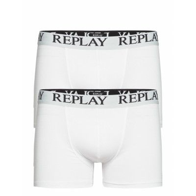Style 01/C Basic Cuff Logo 2Pcs Box Boxerkalsonger Vit Replay Underwear