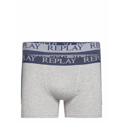 Style 04/C Cuff Logo 2Pcs Waterfall Pack Boxerkalsonger Grå Replay Underwear
