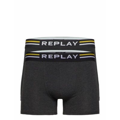 Style 1 Cuff Logo&Two Stripes 2pcs Waterfall Pack Boxerkalsonger Svart Replay Underwear