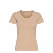 T-Shirt Cotton Stretch Tops T-shirts & Tops Short-sleeved Beige Bread & Boxers