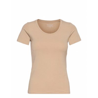 T-Shirt Cotton Stretch Tops T-shirts & Tops Short-sleeved Beige Bread & Boxers