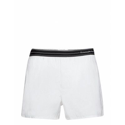 White Pure Woven Cotton Boxer Boxerkalsonger Vit Ermenegildo Zegna