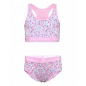 Juicy Couture Juicy Leopard Crop Top And Hipster Brief Set Rosa