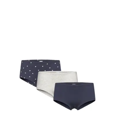 Lindex Panty Hipster 3P Hearts Dog - Navy - 134/140