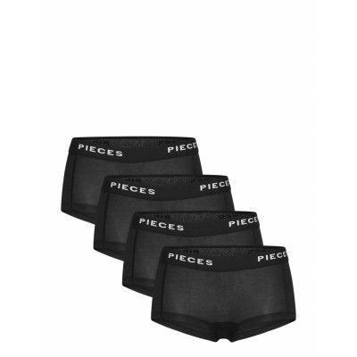 Pclogo Lady 4 Pack Solid Bc Hipstertrosa Underkläder Svart Pieces