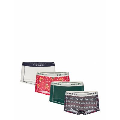 Pclogo Lady Xmas Cookie 4-Pack Hipstertrosa Underkläder Red Pieces