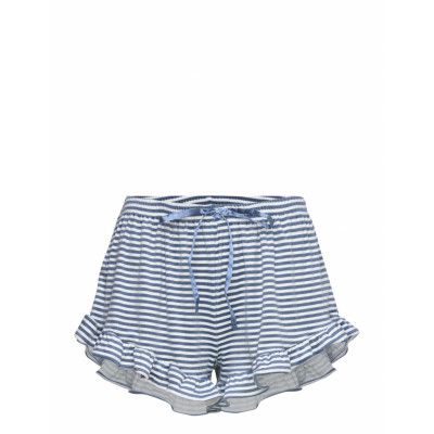 Hunkemöller Short Velours Ruffle Stripe Blå