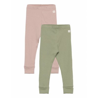 2 Pack Leggings Solid Rib Leggings Grön Lindex