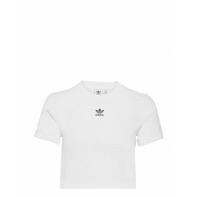 Adicolor Classics Roll-Up Sleeve Crop Top W Crop Tops Short-sleeved Crop Tops Vit *Villkorat Erbjudande Adidas Originals