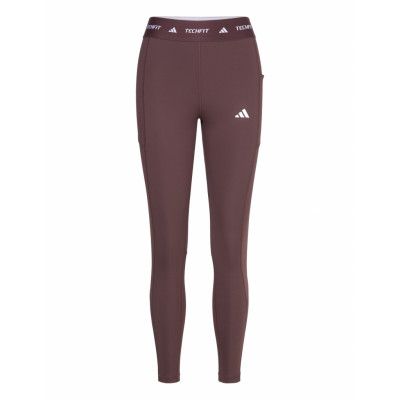 Adidas Performance Adidas Techfit Stash Pocket Full Length Leggings Brun
