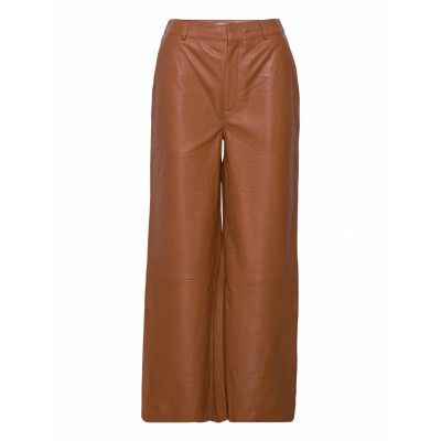 Agatagz Mw Culotte Trousers Leather Leggings/Byxor Brun Gestuz