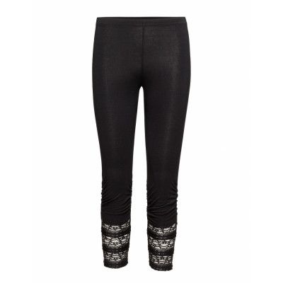 Agnes 3/4 Legging Leggings Svart Cream