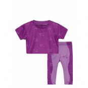 Air Boxy Tee Legging Set Sport Sets With Short-sleeved T-shirt Purple Nike
